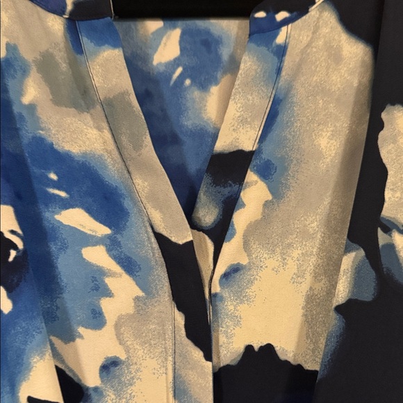 Vera Wang Navy and White Floral Long Sleeve Dress - Picture 4 of 10